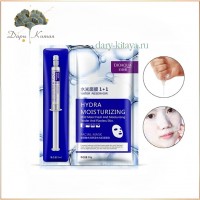 Маска на тканевой основе с гиалуроновой кислотой, 30 мл + Эссенция в шприце, 5 мл с гиалуроновой кислотой.